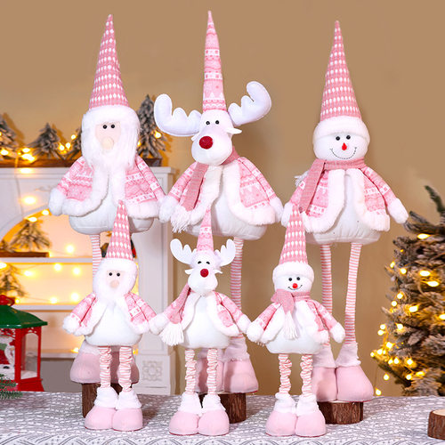 Christmas Stretch Doll Knitted Old Man Snowman Elk Pink doll