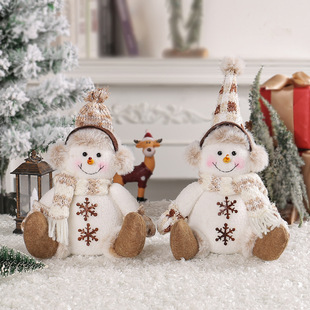 Christmas Short Leg Snowman Doll Decoration Warm Brown圣诞娃