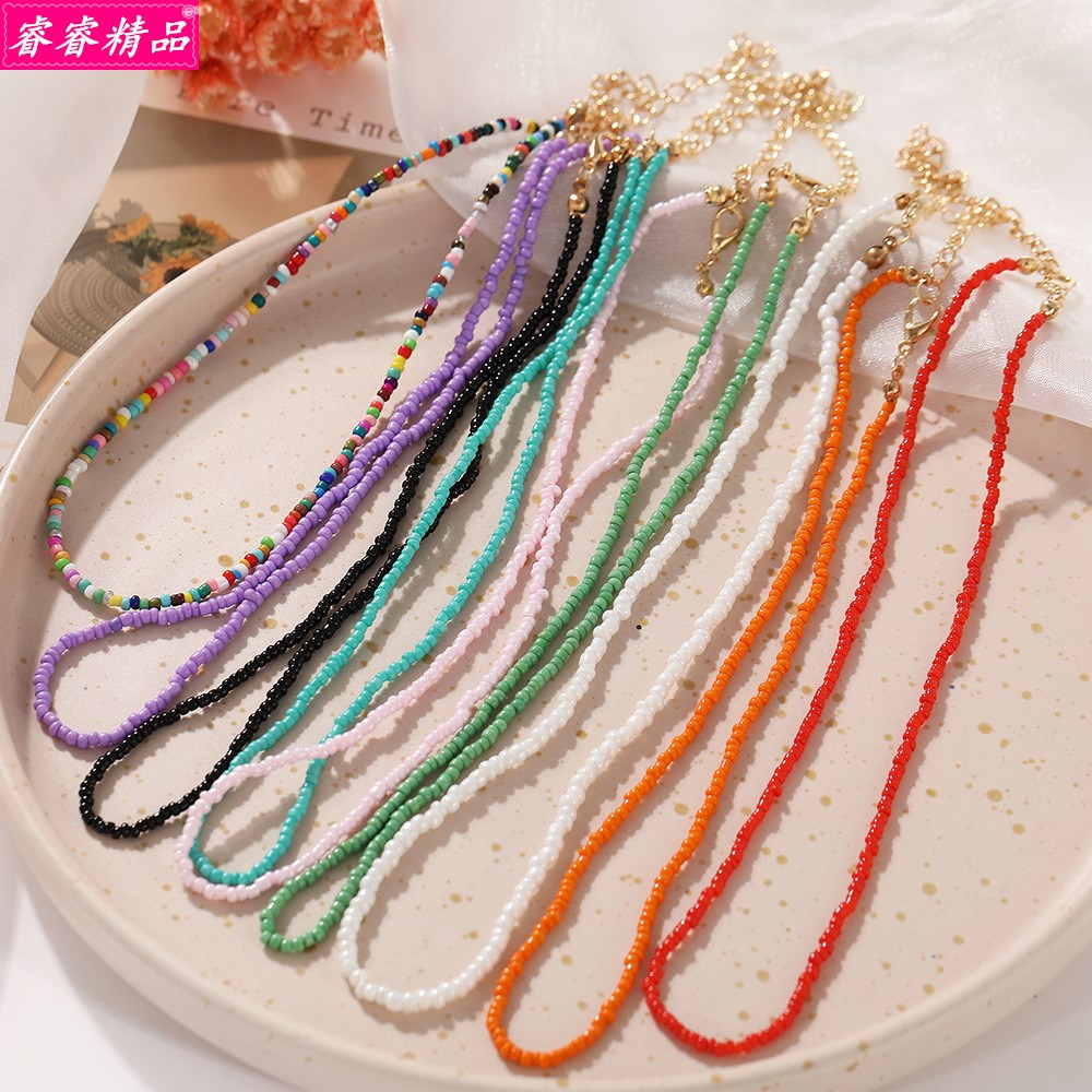 new ornaments bohemian short necklace rice bead Girls choker 饰品/流行首饰/时尚饰品新 项链 原图主图