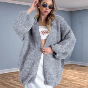 knitted cardigan medium Women sweater autumn length coat