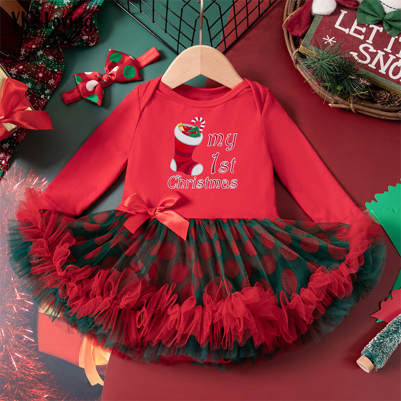 autumn winter Christmas long sleeved princess dress T-shirt