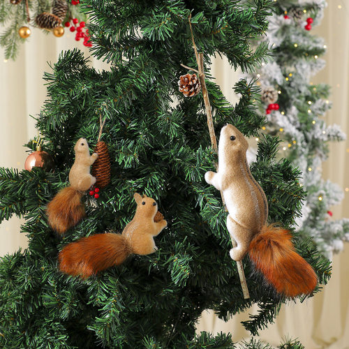 New foam cartoon imitation squirrel Christmas tree pendant