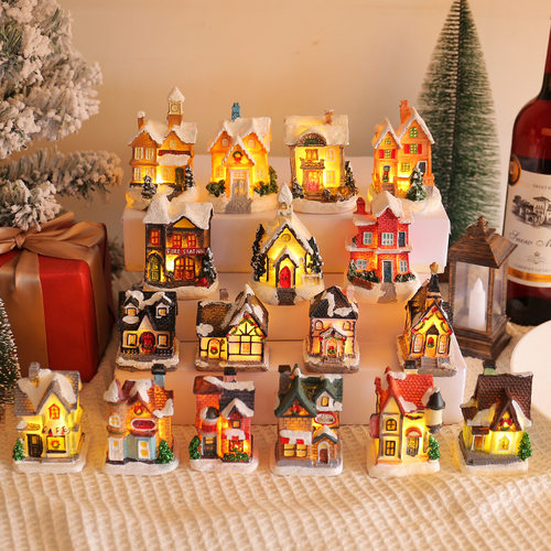 Christmas Decorations Small House Colorful Desktop Ornaments