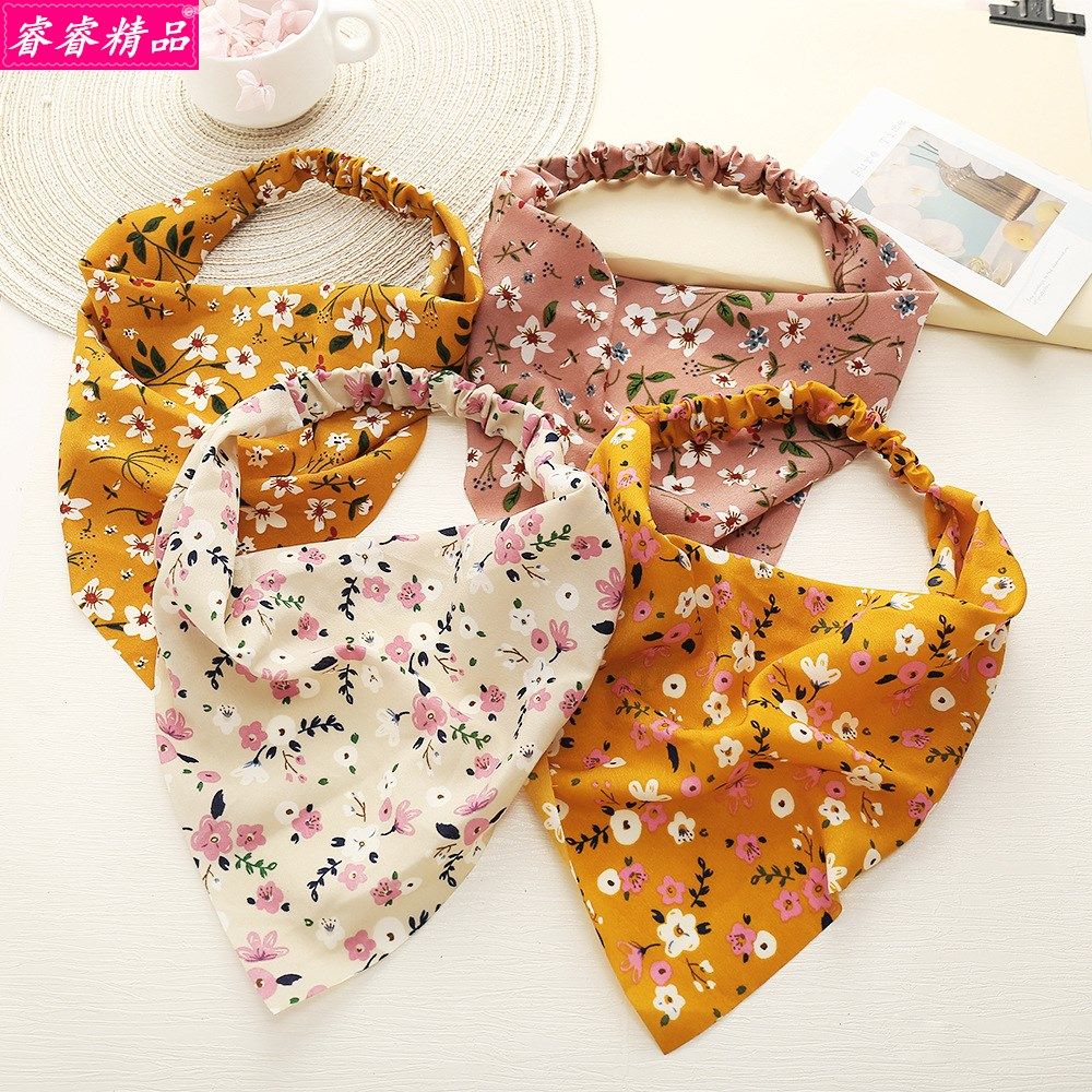womens elastic band turban triangle scarf headband decorate
