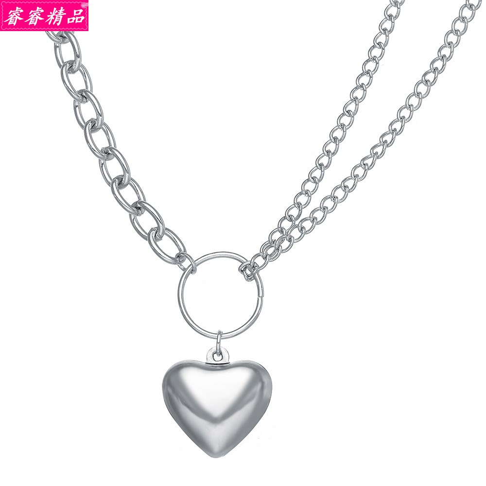 2021 female retro heart-shaped letter pendant chain necklace