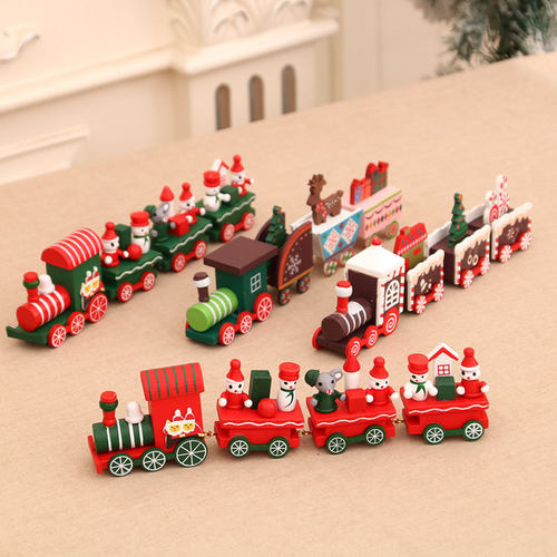 New xmas Decorations gift Christmas Wooden Train Window Toy