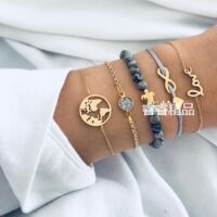 Women's fashion accessories heart bracelet lady jewelry set