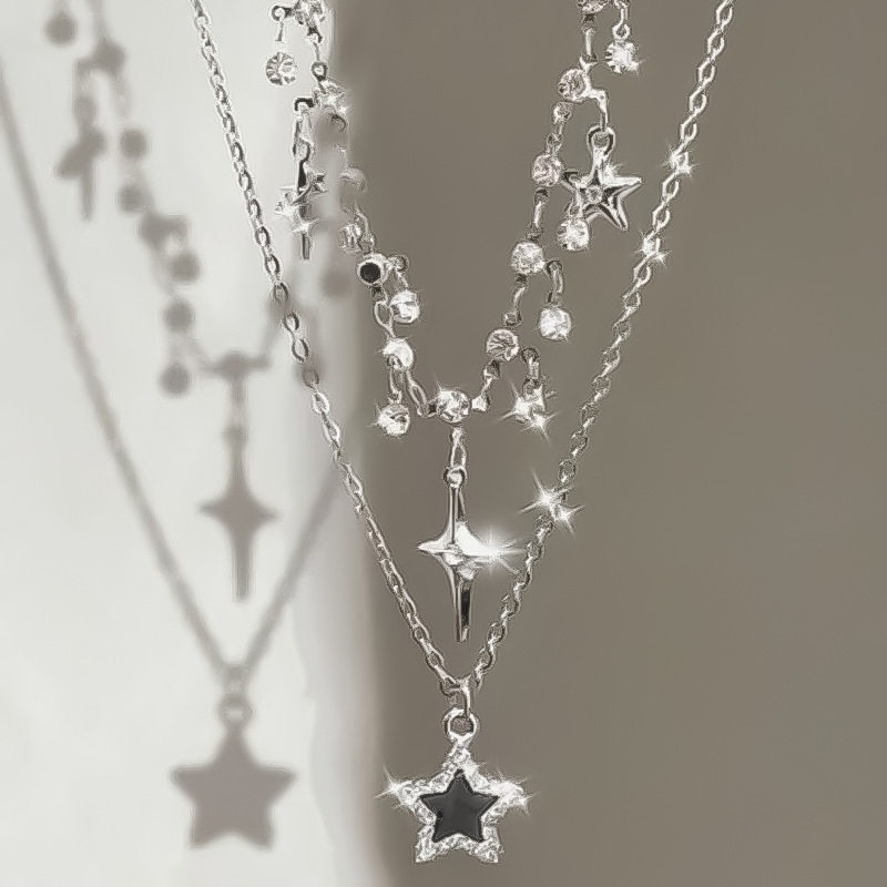 Tassel necklace set double-layer minimalist temperament项链