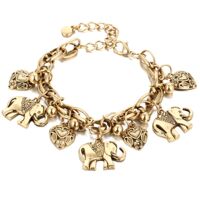 Carved elephant anklets Peach heart bracelet Women jewelry