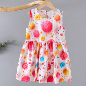 儿童绵绸睡裙女童夏季棉绸睡衣薄款公主连衣裙莱赛尔沙滩裙家居服