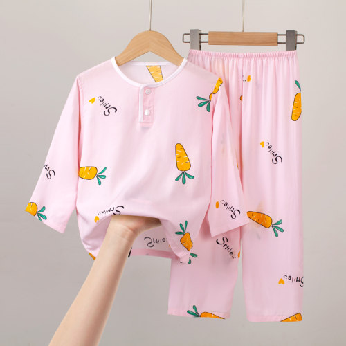 儿童睡衣夏季薄款女孩绵绸