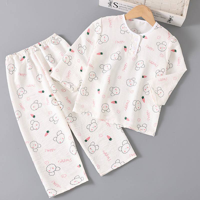 儿童睡衣夏季薄款家居服男童女童套装青少年款可外穿可爱图案