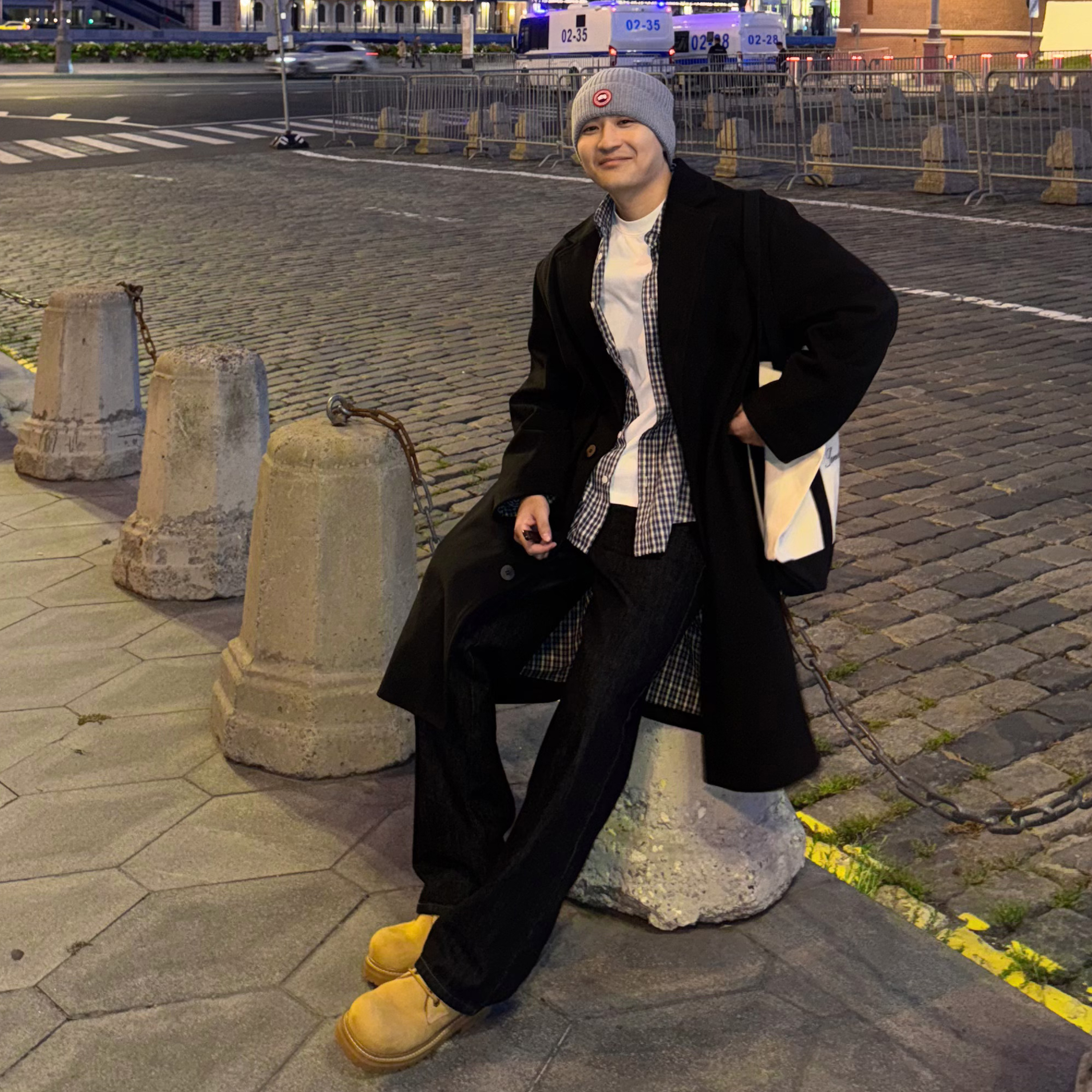 SANBAI叁佰黑色毛呢大衣