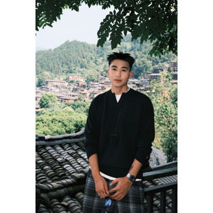 复古小V领修身 绵羊毛 毛衣男士 秋冬混纺长袖 SANBAI 针织衫 叁佰