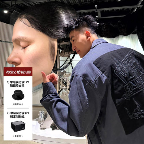 SANBAI叁佰灰色帆布夹克外套
