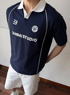 SANBA叁佰休闲运动风印花短袖