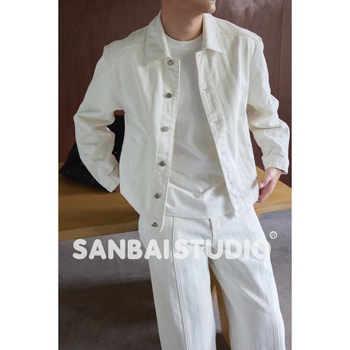 SANBAI叁佰暗纹牛仔夹克