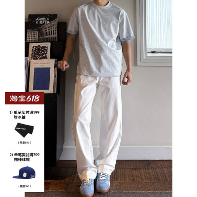 SANBAI叁佰微弹纯色牛仔裤