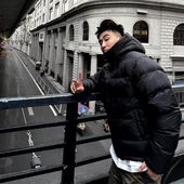 加厚保暖短款 SANBAI 叁佰高充绒黑色连帽90白鸭绒羽绒服冬季 外套