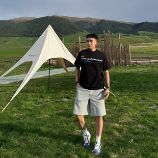 叁佰 五分裤 懒人神裤 男休闲宽松运动美式 针织抽绳短裤 SANBAI