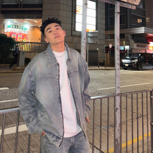 牛仔外套男春季 SANBAI 叁佰 水晶蓝眼泪 休闲夹克 水洗做旧美式