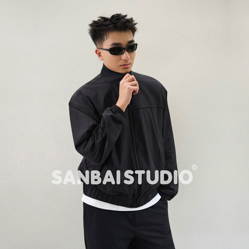 SANBAI工装帆布立领夹克