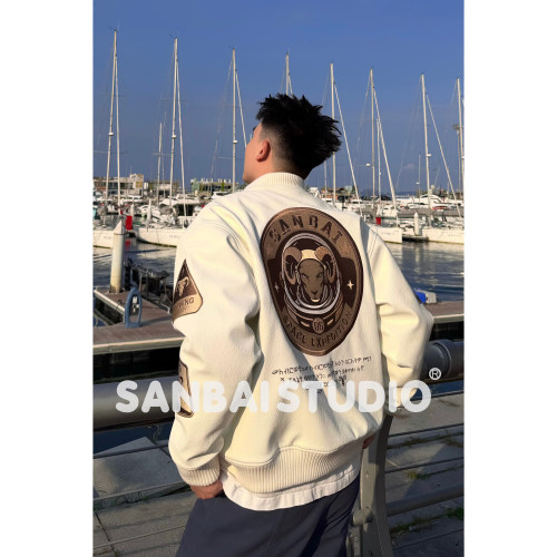 SANBAI星际白羊美式棒球棉服