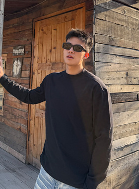 SANBAI 叁佰【自发热】冬季新款打底T恤男士黑色保暖高级内搭长袖