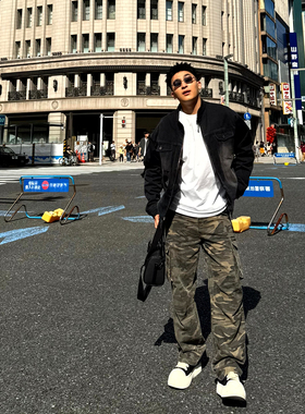 SANBAI 叁佰沼泽迷彩裤男秋季美式复古伞兵裤宽松直筒休闲工装裤