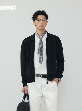 3UNBIND 【45支高密静奢开衫】高级翻领针织衫男秋季宽松慵懒毛衣
