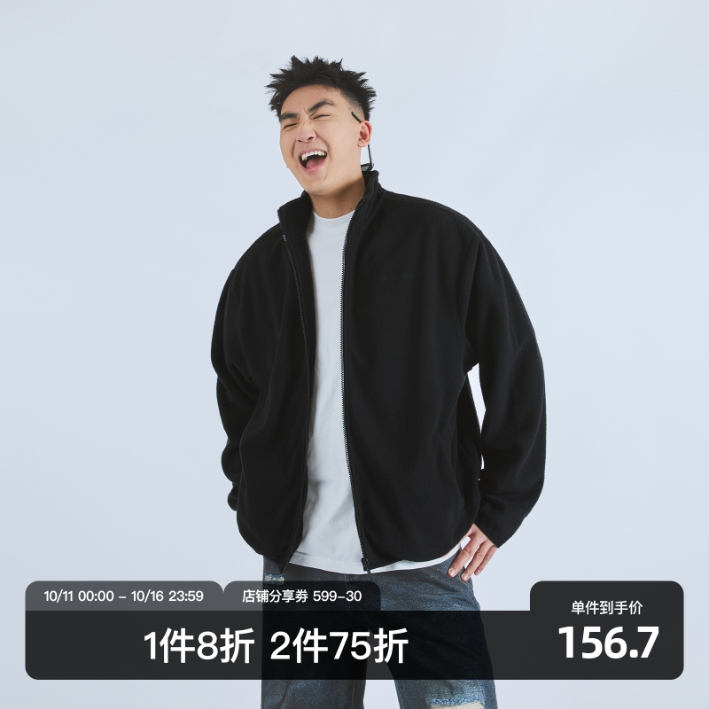 SANBAI黑色无帽立领夹克