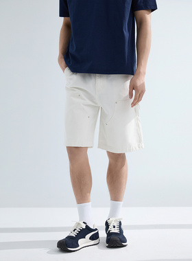 SANBAI 叁佰【莱赛尔伐木短裤】休闲美式工装裤子男款白色休闲裤