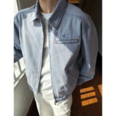 休闲牛仔外套男士 SANBAI 美式 Miu系牛仔夹克 做旧毛边衣服 叁佰