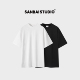 SANBAI 潮 纯色重磅纯棉T恤男女基础百搭圆领宽松短袖 叁佰夏季 美式