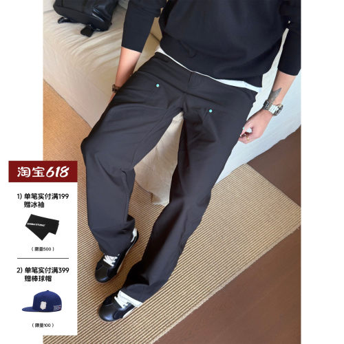 SANBAI叁佰黑色绿松石长裤