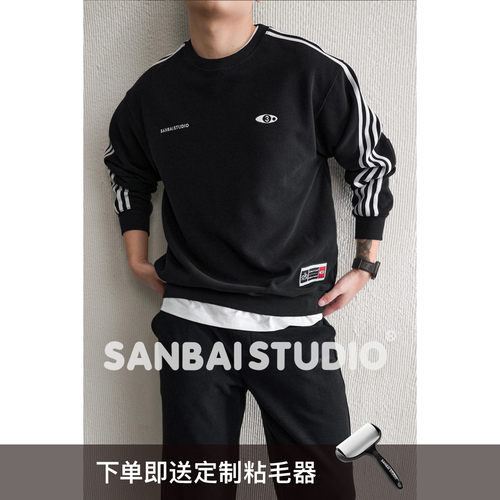 黑色卫衣复古运动SANBAI叁佰