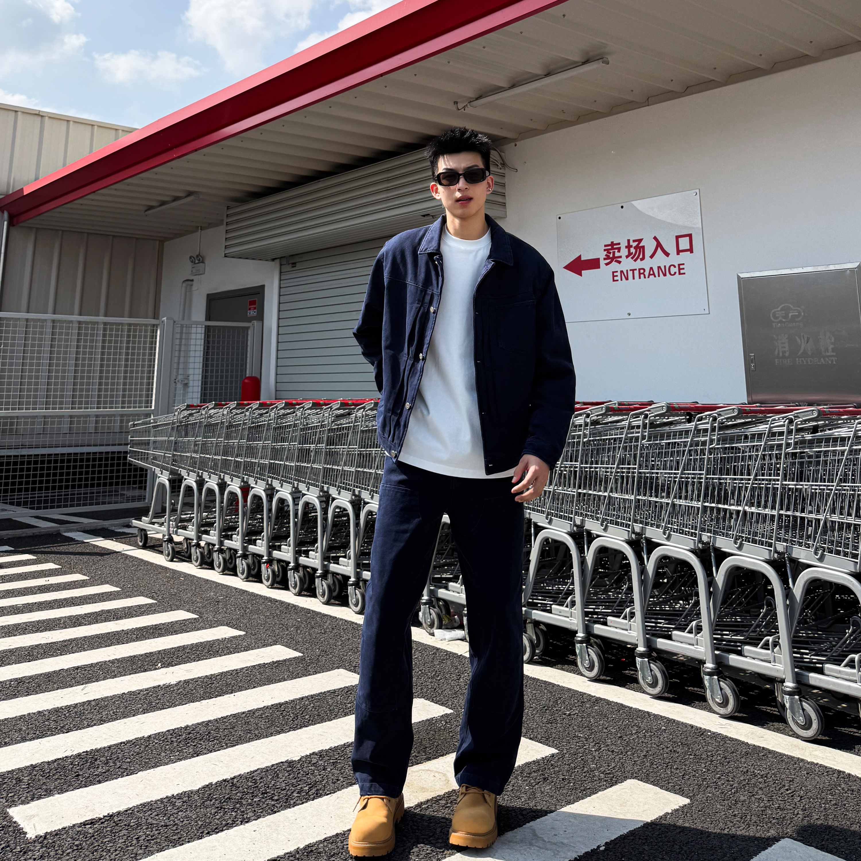 SANBAI叁佰450g直筒长裤