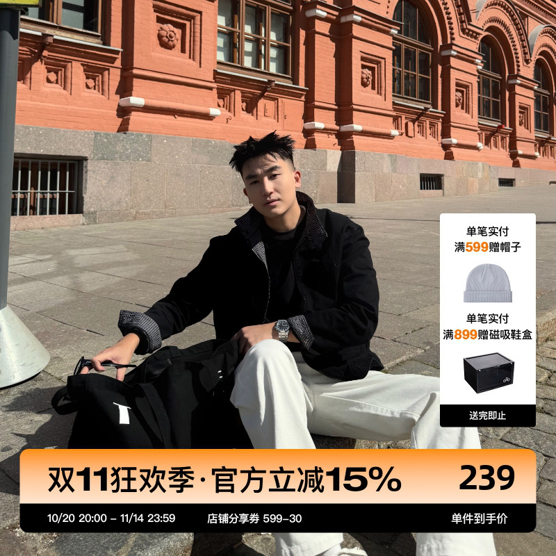 SANBAI哈灵顿水洗立领夹克外套