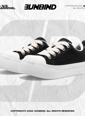 鹭卓同款 3unbind大头鞋黑白百搭帆布鞋男女小众厚底增高休闲板鞋