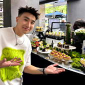 发泡印花半袖 SANBAI 新款 凉感t恤短袖 285g 叁佰绿色方块字母男士