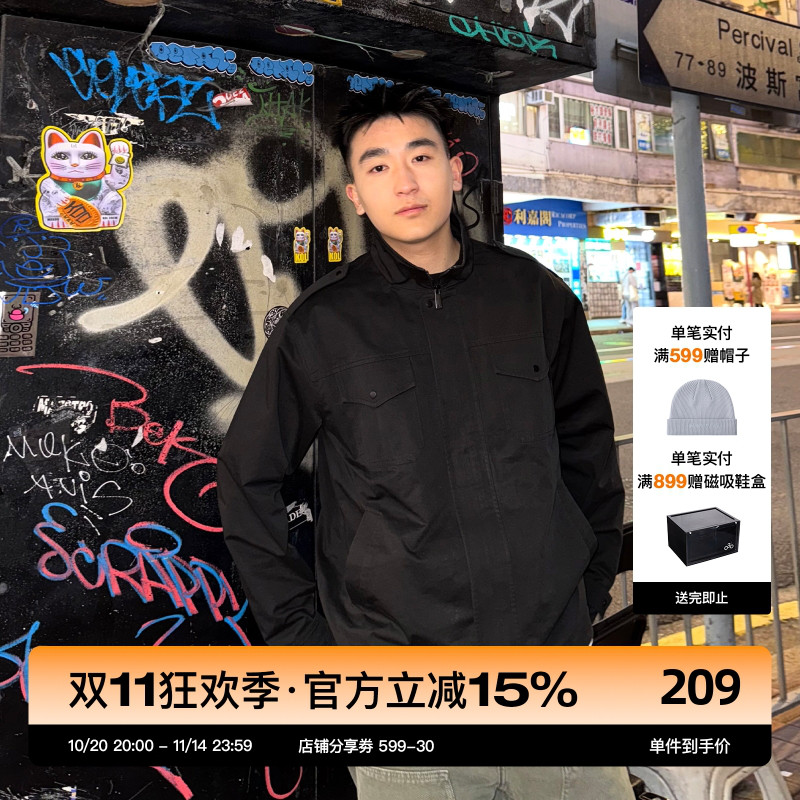 SANBAI黑色立领工装夹克
