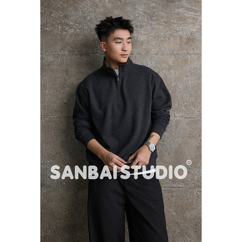 SANBAI叁佰半拉链立领卫衣