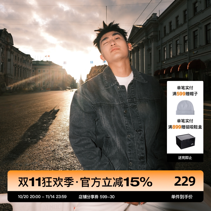 SANBAI叁佰水洗灰牛仔夹克