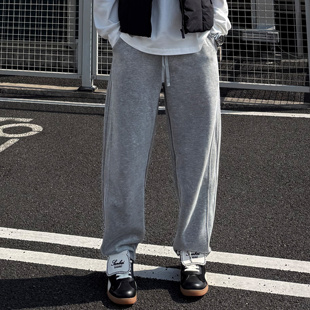 叁佰 男秋冬宽松休闲直筒裤 弯刀针织长裤 卫裤 子 新款 SANBAI