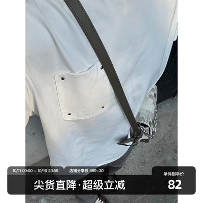 SANBAI叁佰白色铆钉贴布T恤