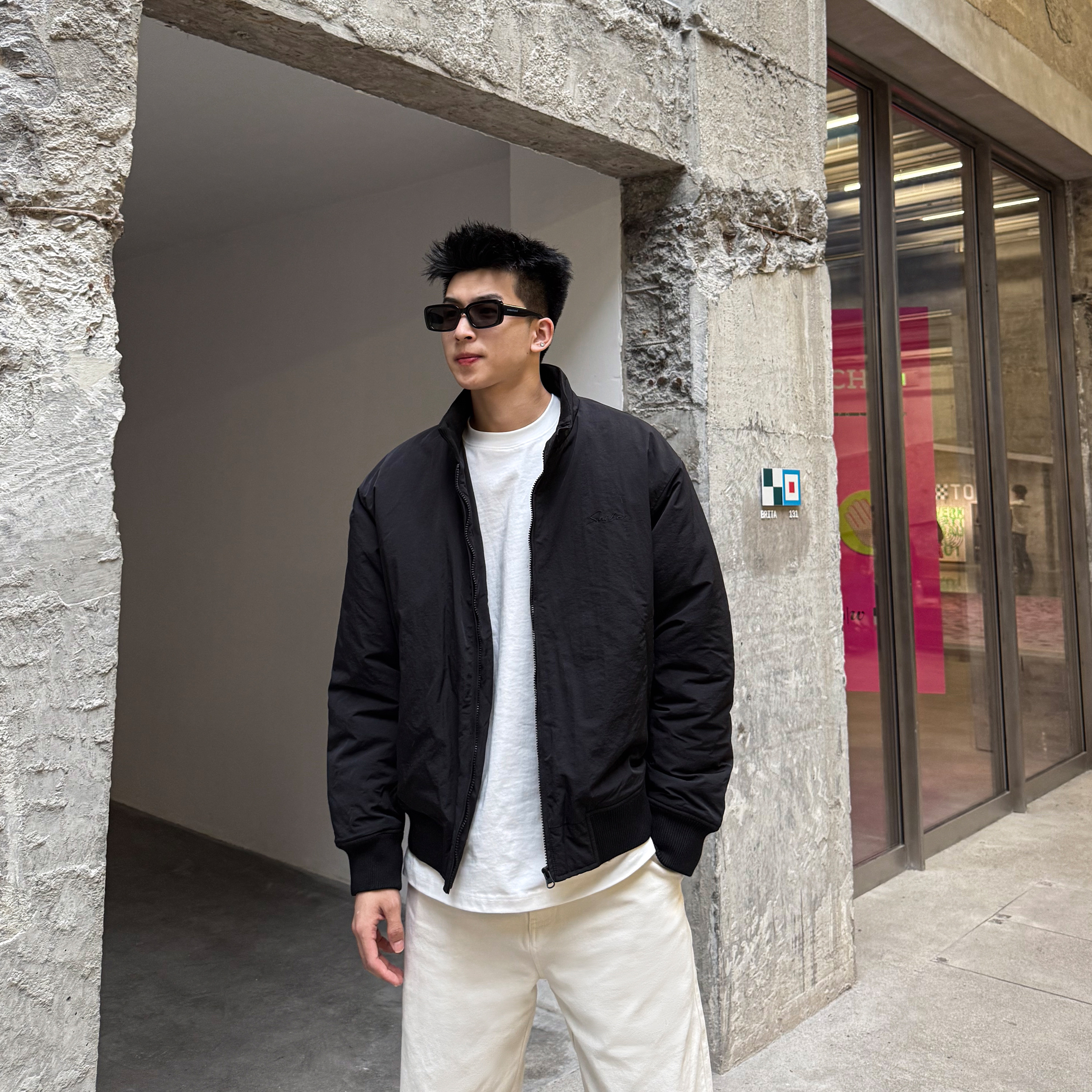 SANBAI叁佰巴恩风立领棉衣