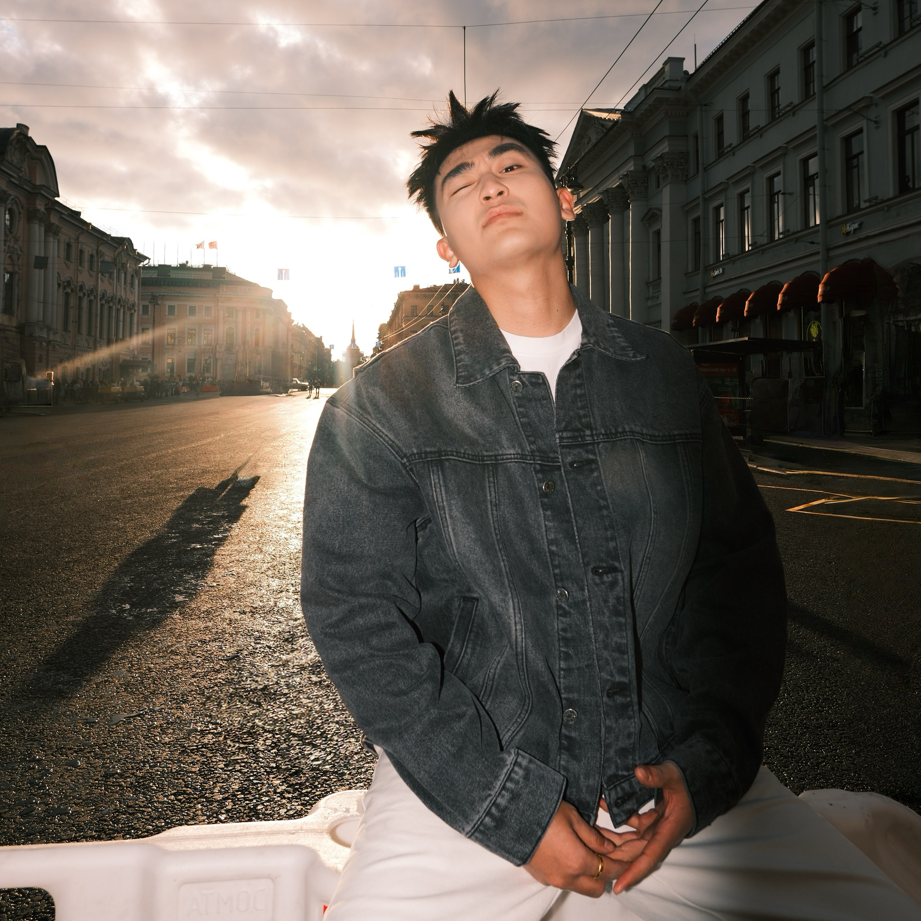 SANBAI叁佰水洗灰牛仔夹克