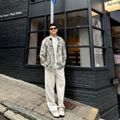 SANBAI 子 宽松条绒裤 叁佰慵懒风灯芯绒长裤 男秋冬抽绳百搭休闲裤