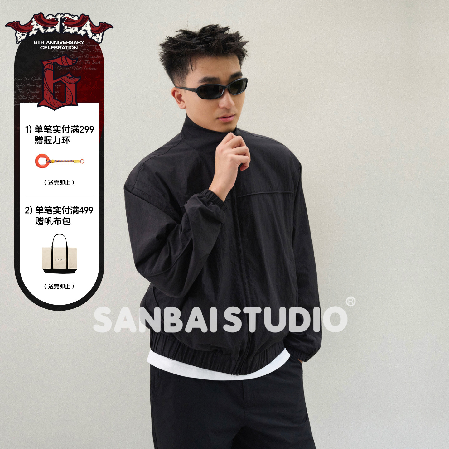 SANBAI工装帆布立领夹克图片