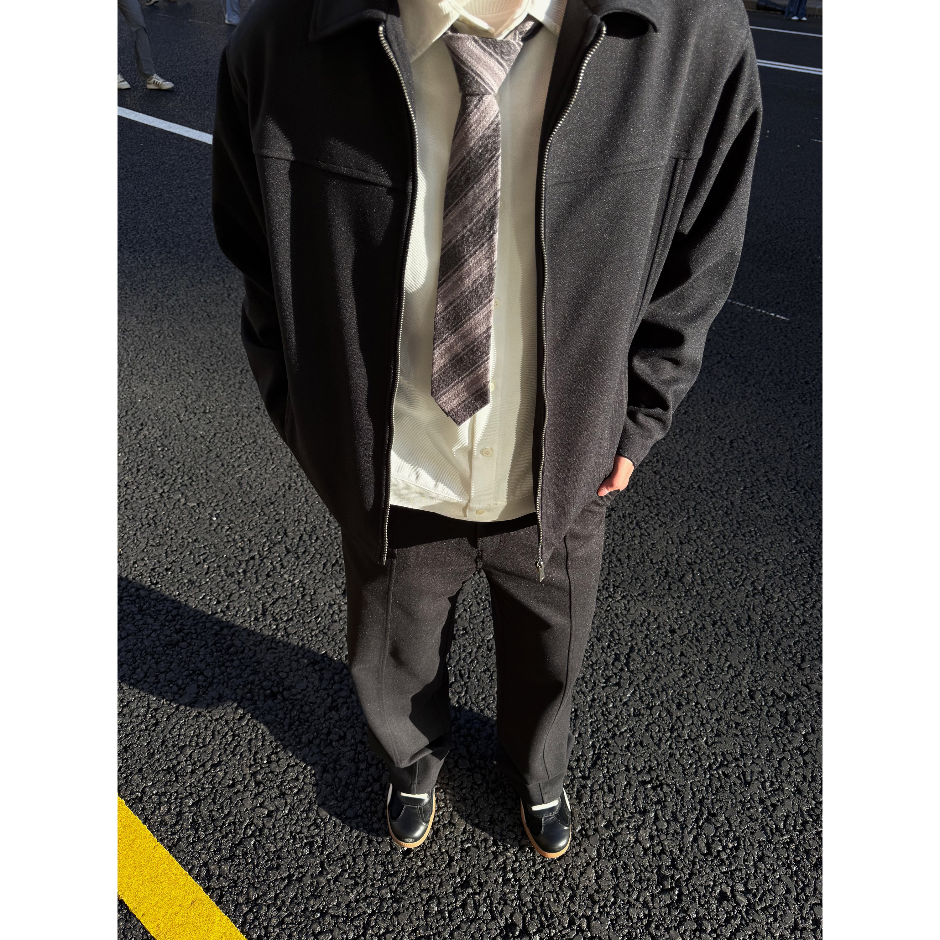 SANBAI叁佰立体分割秋季毛呢长裤